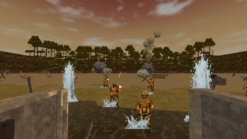 Beach approach with water strikes
